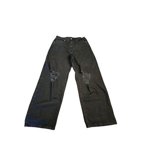 Wild Fable wide leg Jeans size 12 distressed washed out black New - Picture 1 of 10